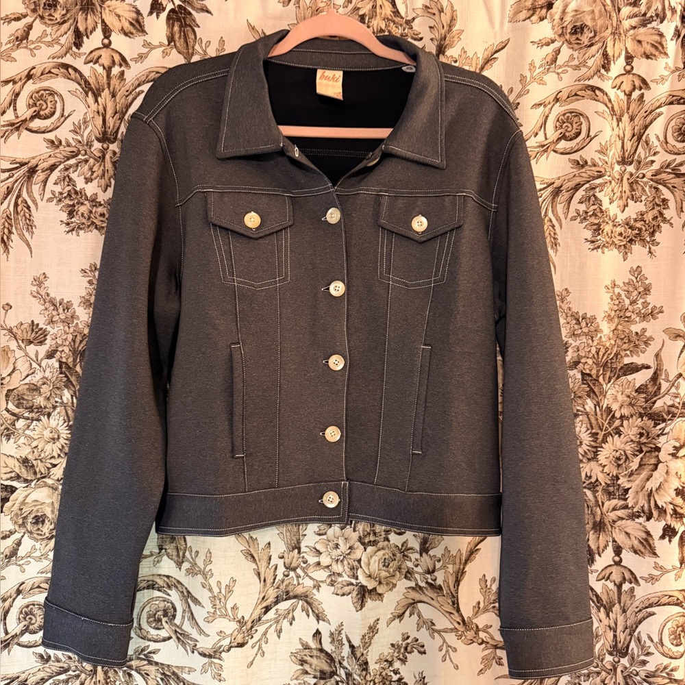 Buki Brand Charcoal Grey Denim Style Jacket - Size L